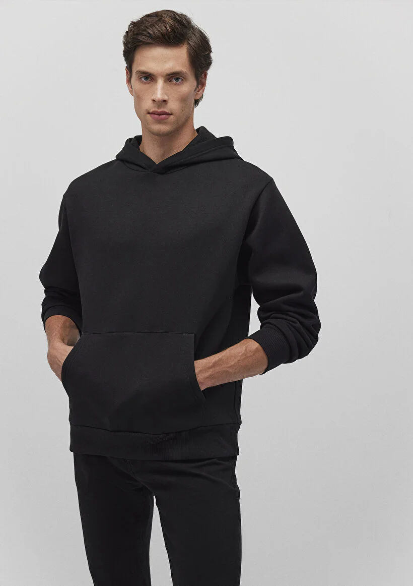 Pranga Erkek Siyah M0s10275-900 Kapişonlu Sweatshirt - SWT.ERK.221