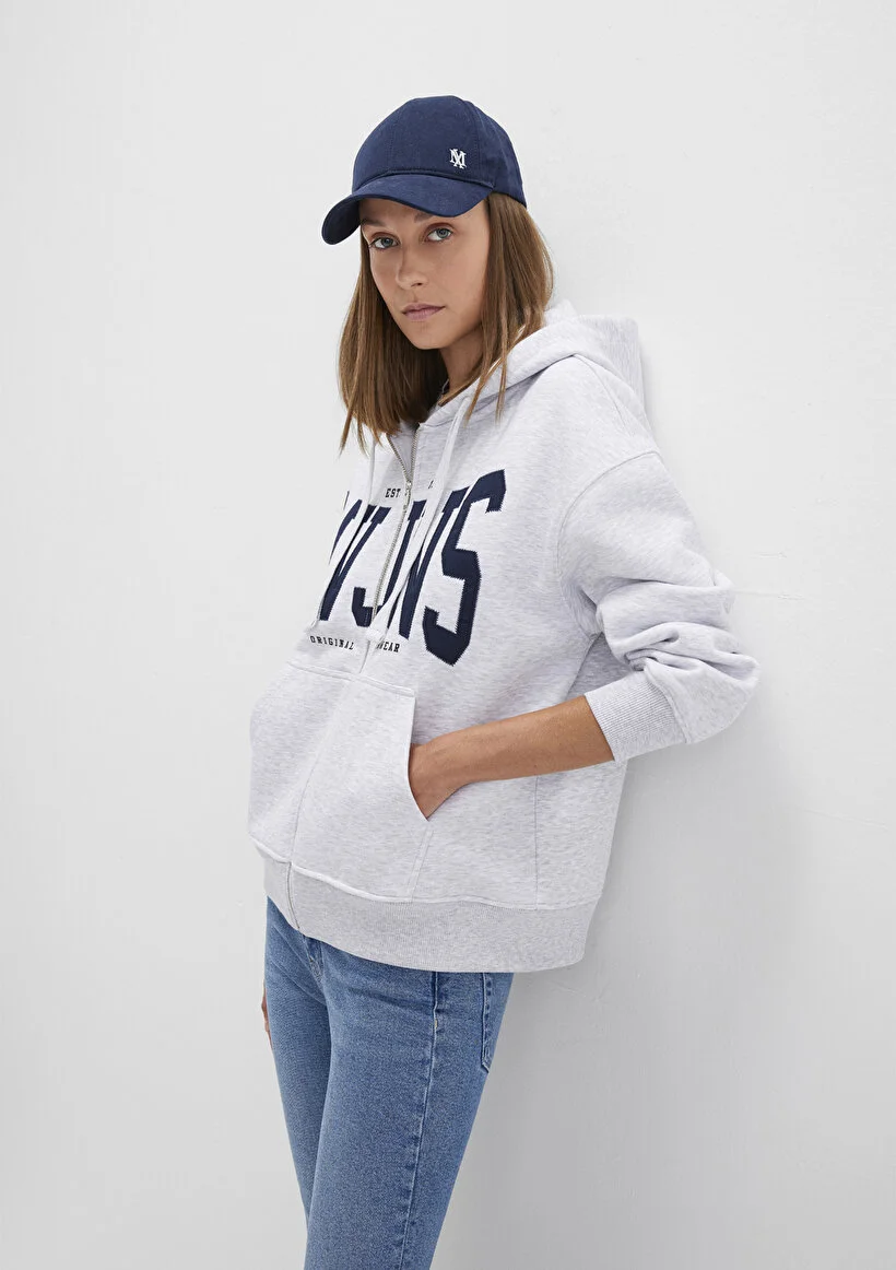 Pranga Kadın Açık Gri M1s10421-80196 Fermuarlı Sweatshirt - SWT.KD.0282