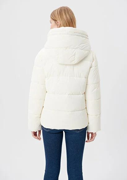 Pranga Kadın Beyaz M1110043-83043 Kapüşonlu Mont - MNT.KD.0128