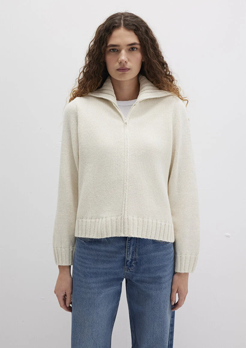 Pranga Kadın Ekru M1710482-70057 Fermuarlı Hırka - HRK.KD.0160