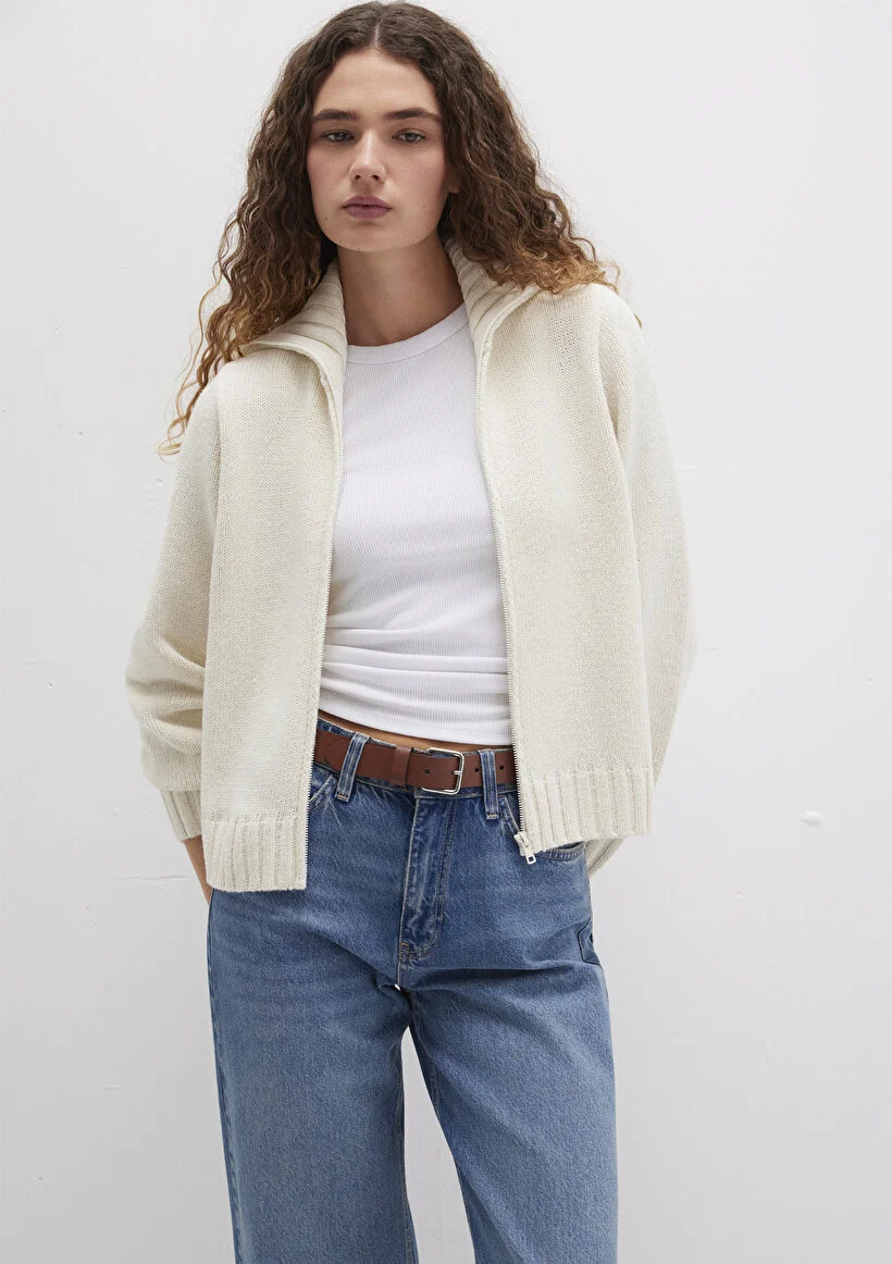 Pranga Kadın Ekru M1710482-70057 Fermuarlı Hırka - HRK.KD.0160