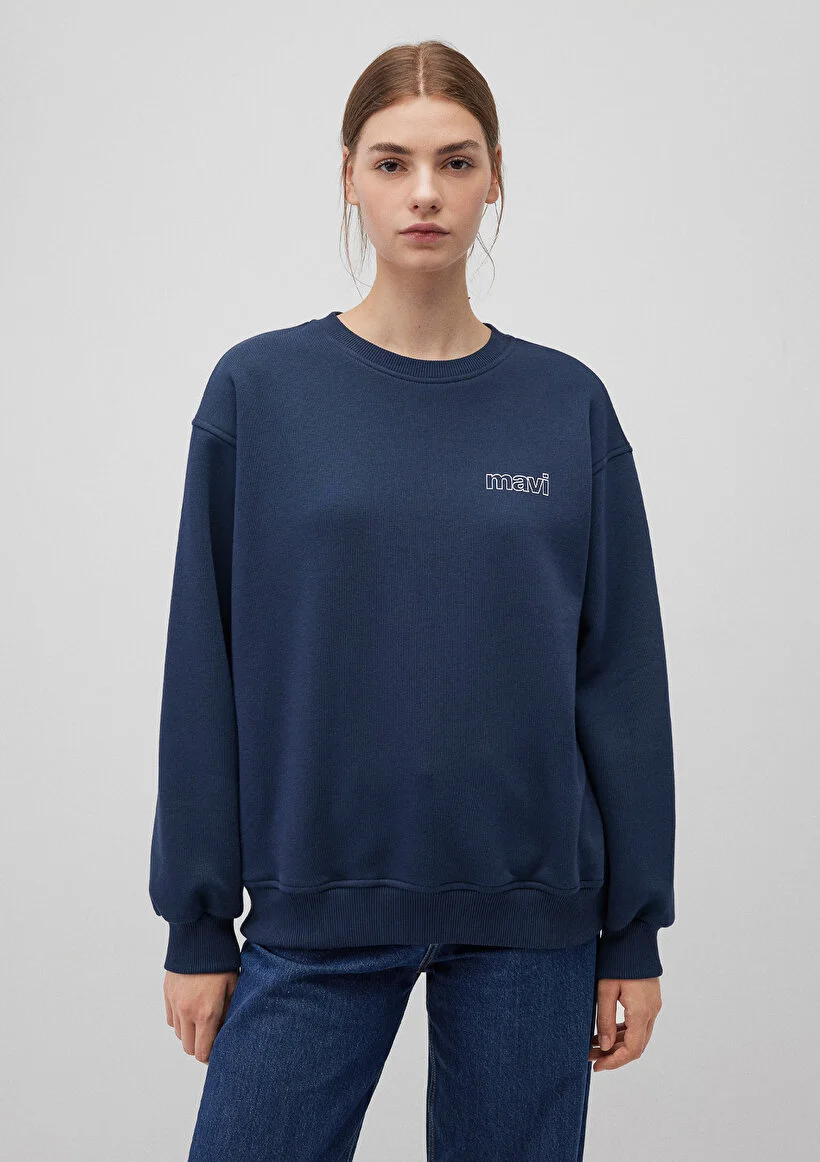 Pranga Kadın Lacivert M1611656-82454 Bisiklet Yaka Sweatshırt - SWT.KD.0236