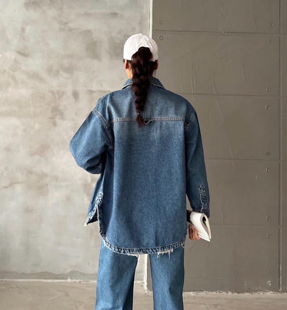 Pranga Kadın Mavi Oversize Kot Ceket - CKT.KD.0190