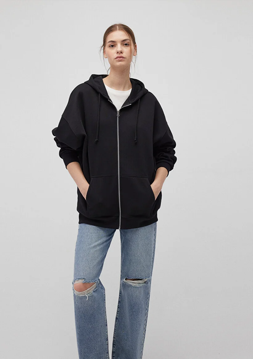Pranga Kadın Siyah M1610221-900 Kapüşonlu Sweatshirt - SWT.KD.0170