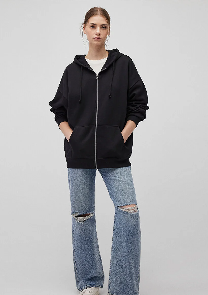 Pranga Kadın Siyah M1610221-900 Kapüşonlu Sweatshirt - SWT.KD.0170