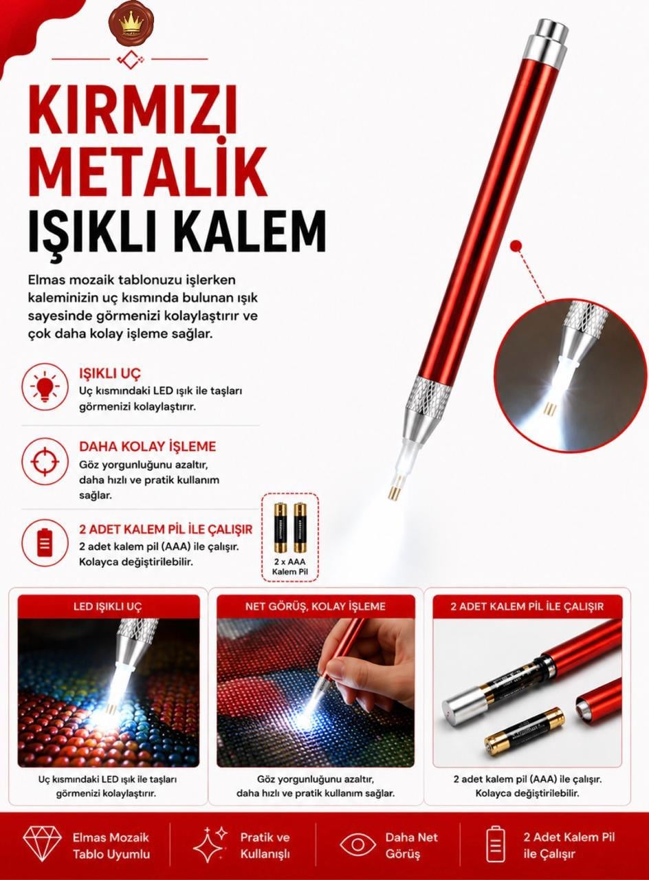 AKSESUARMarcel Sanat Elmas Mozaik Tablo & Diamond Painting TurkeyM2017KRMZIKLMMARCEL Kırmızı Metalik Işıklı Taş Tutma Kalemi