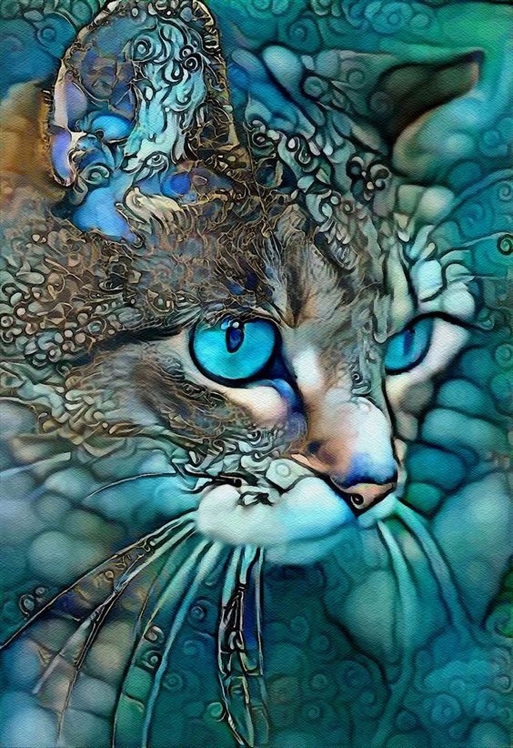 CANLILARMarcel Sanat Elmas Mozaik Tablo & Diamond Painting TurkeyM2013587Mavi Kedi Marcel Sanat Elmas Mozaik Tablo 46x66cm