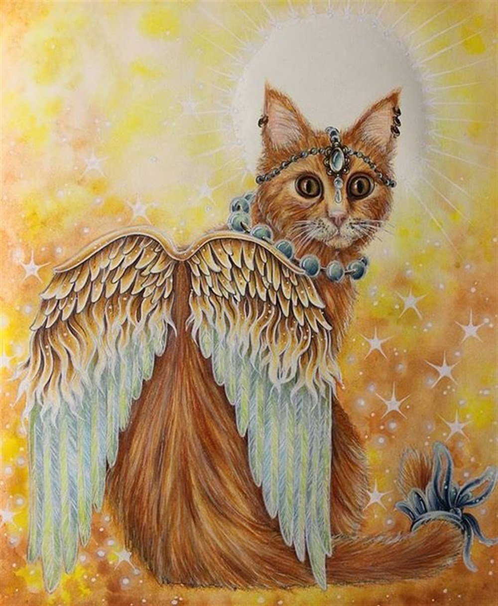 CANLILARMarcel Sanat Elmas Mozaik Tablo & Diamond Painting TurkeyM20173735Kanatlı Süslü Kedi Marcel Sanat Elmas Mozaik Tablo 53x66cm