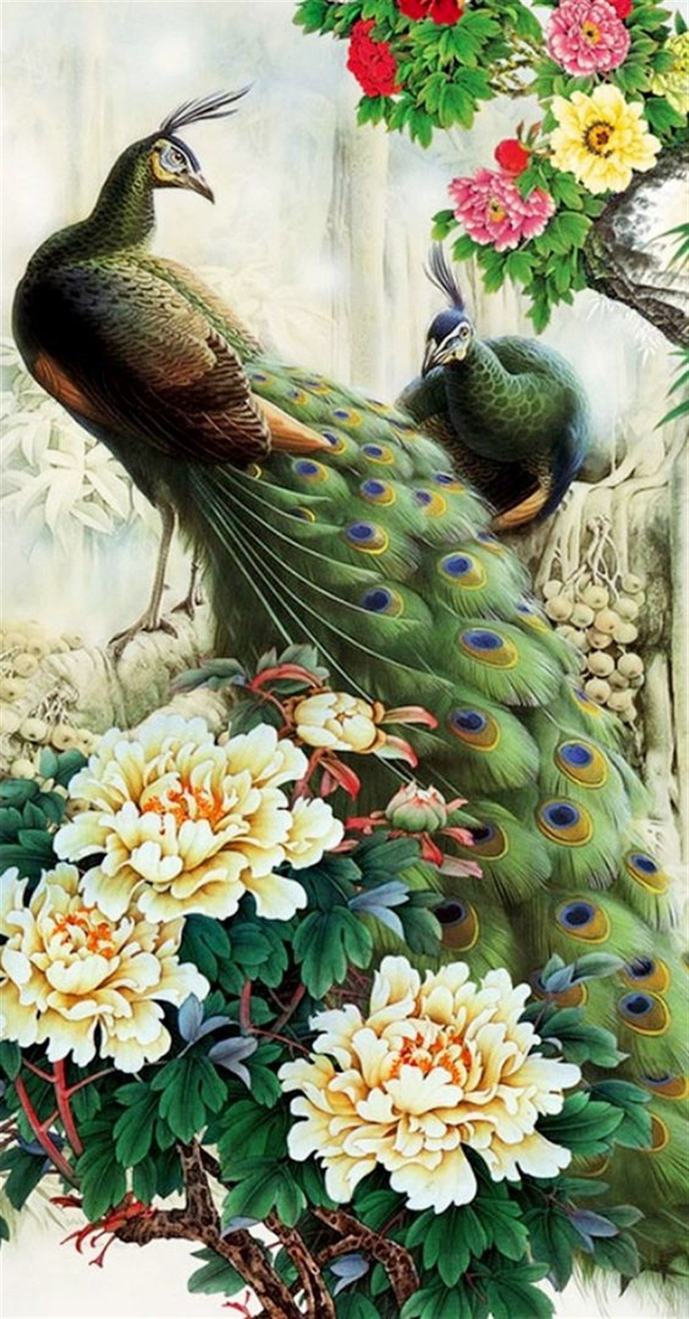 CANLIMarcel Sanat Elmas Mozaik Tablo & Diamond Painting TurkeyM20176106Tavuskuşu Ve Çiçekler Marcel Sanat Elmas Mozaik Tablo 46X86cm