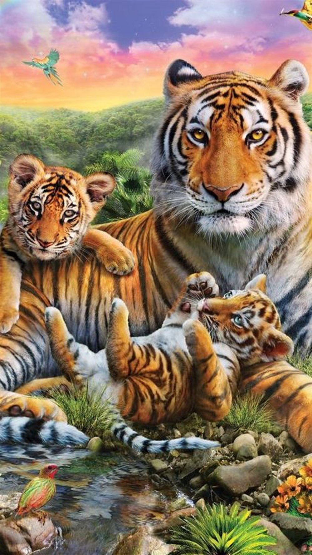 CANLIMarcel Sanat Elmas Mozaik Tablo & Diamond Painting TurkeyM20176450Anne Ve Yavru Kaplanlar Marcel Sanat Elmas Mozaik Tablo 38X69cm