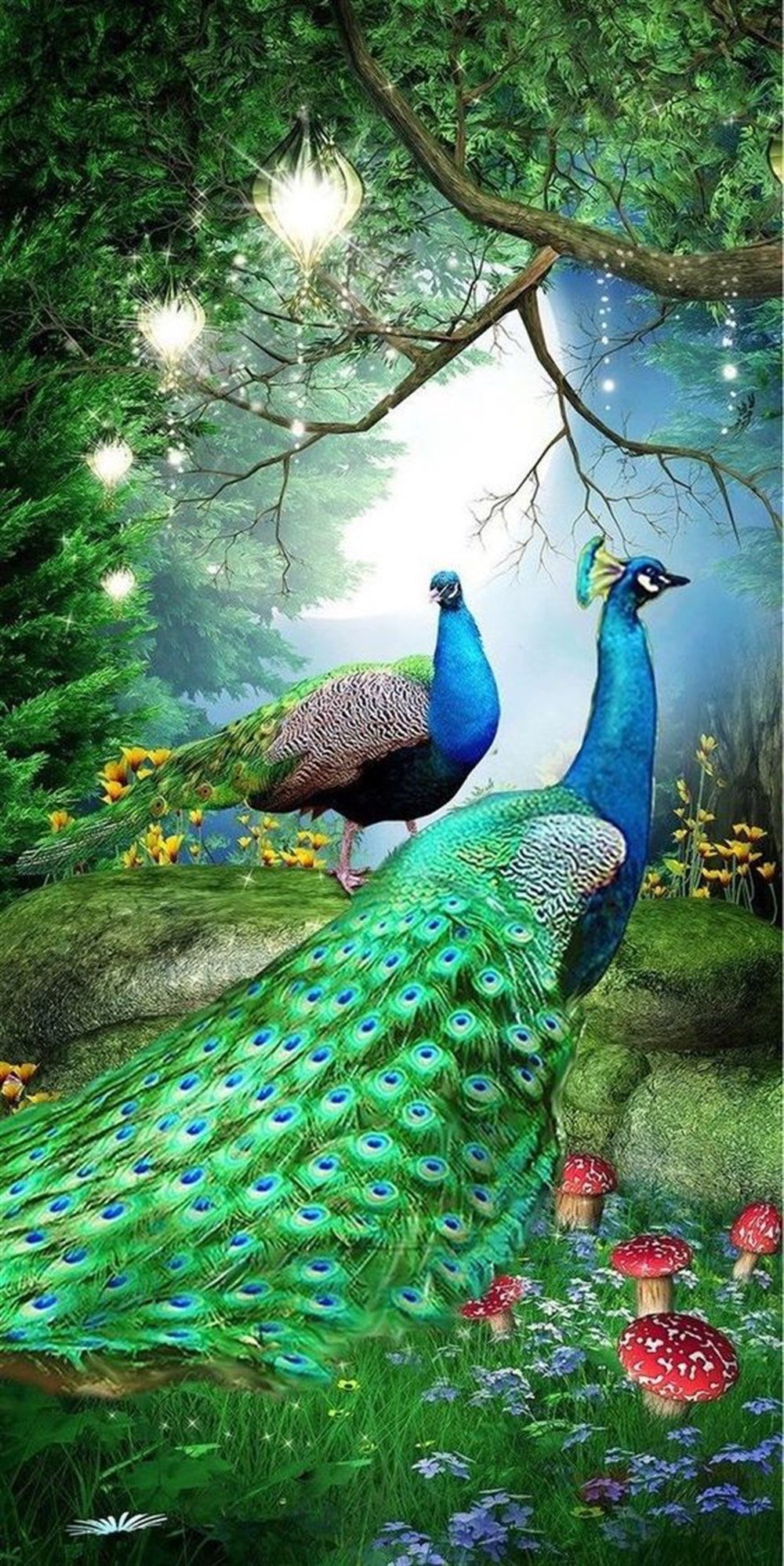 CANLIMarcel Sanat Elmas Mozaik Tablo & Diamond Painting TurkeyM20176216Doğadaki Tavus Kuşları Marcel Sanat Elmas Mozaik Tablo 41X81cm