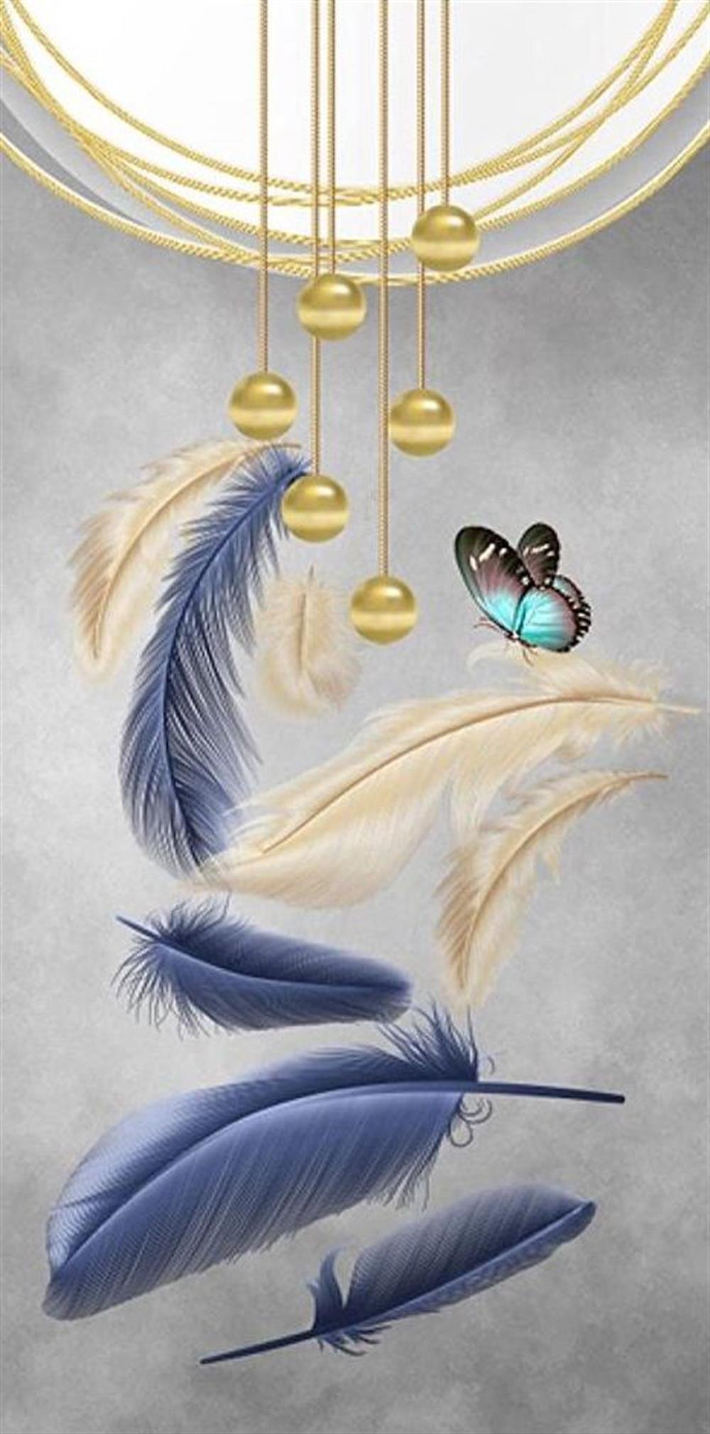 CANLIMarcel Sanat Elmas Mozaik Tablo & Diamond Painting TurkeyM20176696Kuş Tüyü Ve Kelebek 33x66cm -Marcel Sanat Elmas Mozaik Tablo 