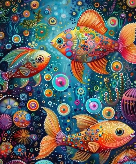 CANLIMarcel Sanat Elmas Mozaik Tablo & Diamond Painting TurkeyM20176765Renkli Balıklar 46x53cm Marcel Sanat Elmas Mozaik Tablo