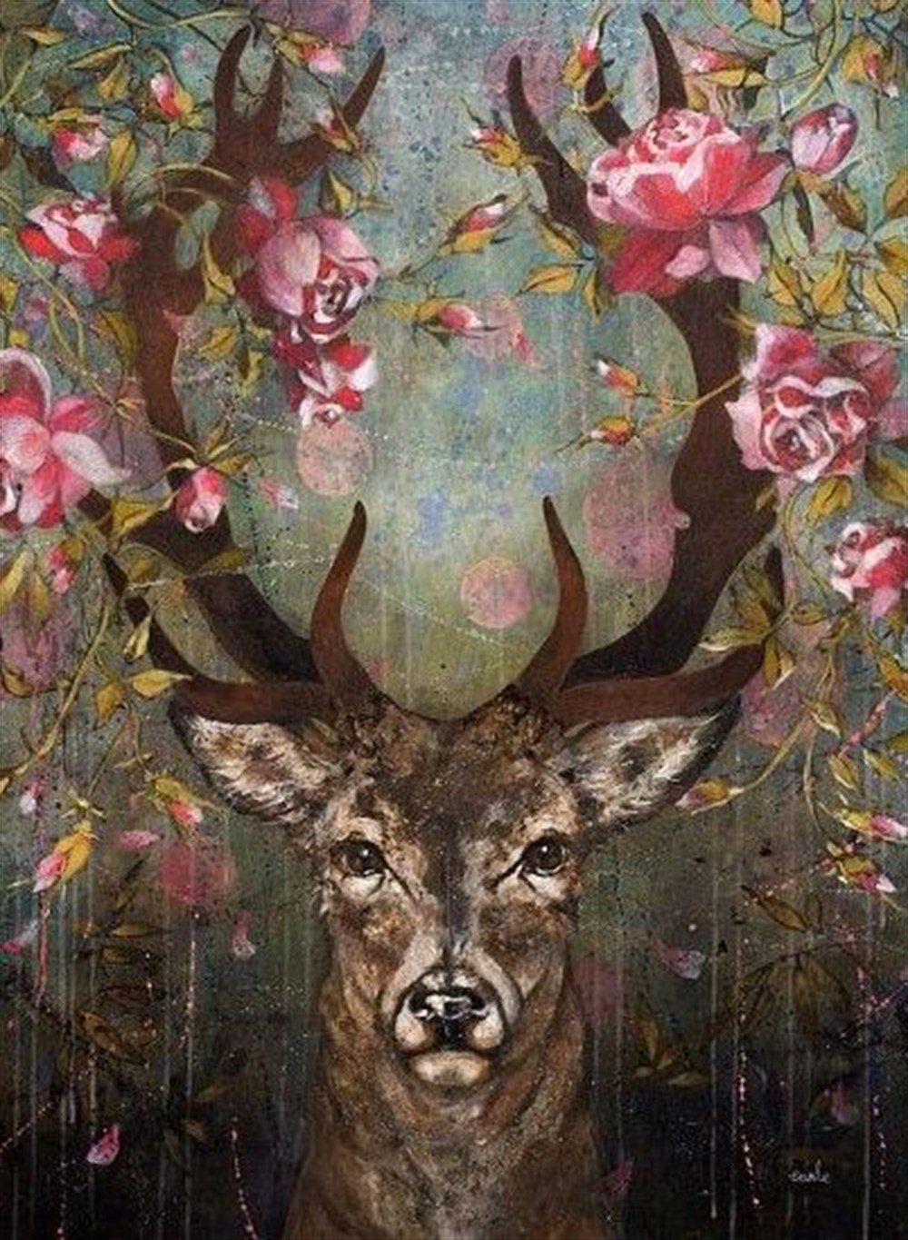CANLIMarcel Sanat Elmas Mozaik Tablo & Diamond Painting TurkeyM20176638Çiçekli Geyik Marcel Sanat Elmas Mozaik Tablo 46x61cm