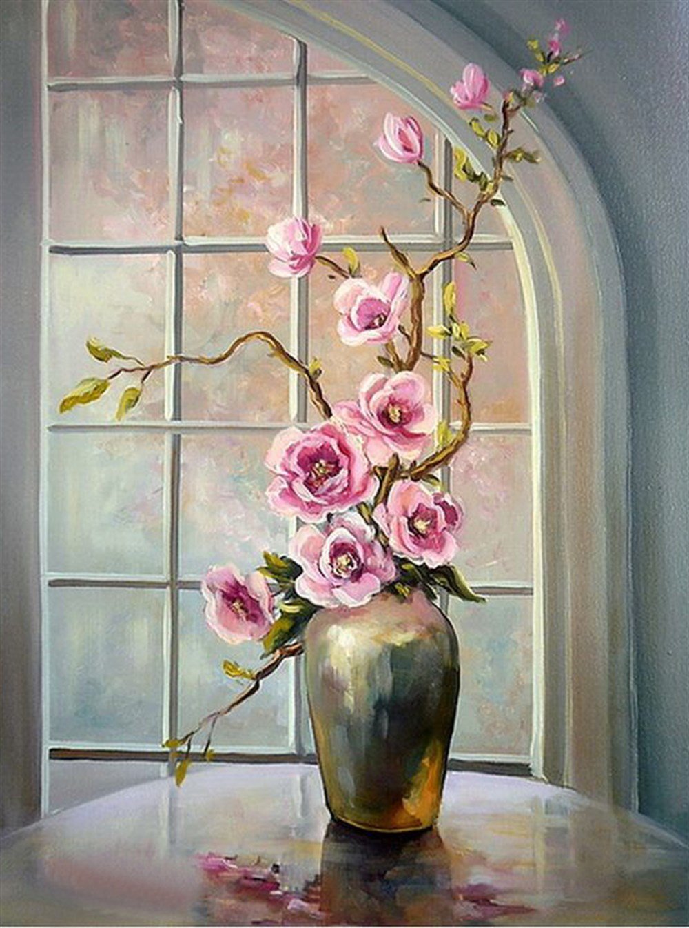 ÇİÇEK-AĞAÇMarcel Sanat Elmas Mozaik Tablo & Diamond Painting TurkeyM20173363Vazodaki Narin Çiçek Marcel Sanat Elmas Mozaik Tablo 48x66 cm