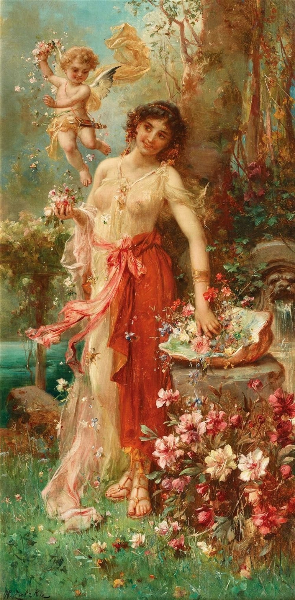 Çiçekler İçinde Saray Kadını (42x85)