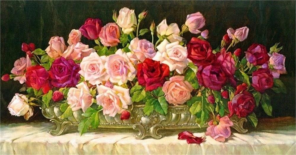 ÇİÇEKMarcel Sanat Elmas Mozaik Tablo & Diamond Painting TurkeyM20176682Gümüş Gondoldaki Güller Marcel Sanat Elmas Mozaik Tablo 78X40cm
