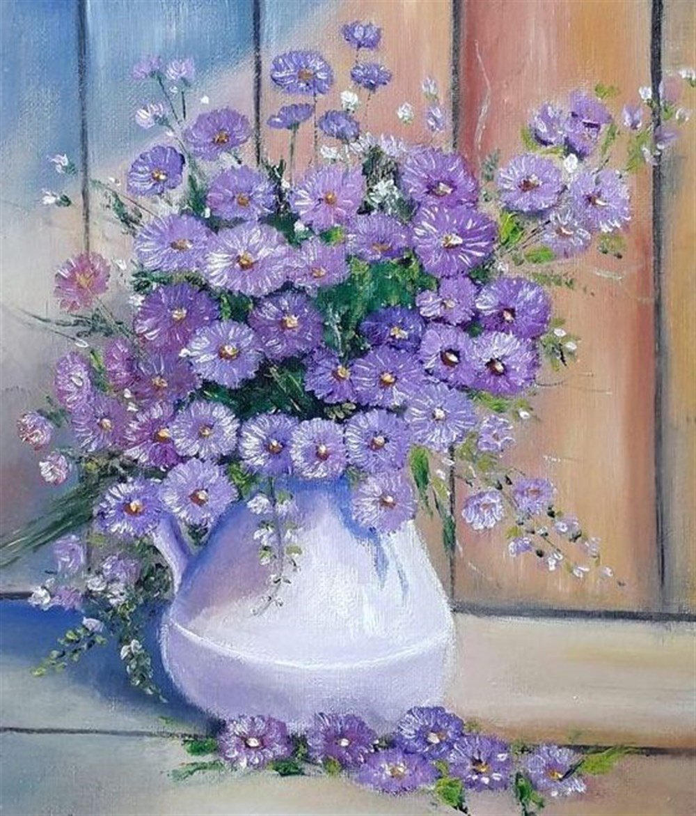 ÇİÇEKMarcel Sanat Elmas Mozaik Tablo & Diamond Painting TurkeyM20176121Lila Rengi Çiçekler Marcel Sanat Elmas Mozaik Tablo 64X76cm