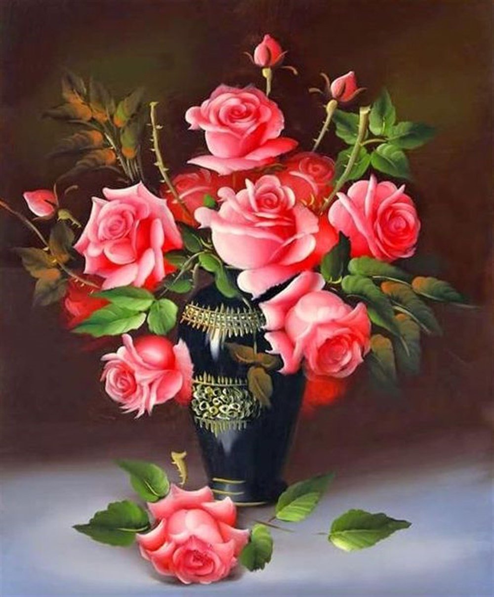 ÇİÇEKMarcel Sanat Elmas Mozaik Tablo & Diamond Painting TurkeyM20176522Taze Güller Marcel Sanat Elmas Mozaik Tablo 41X58cm