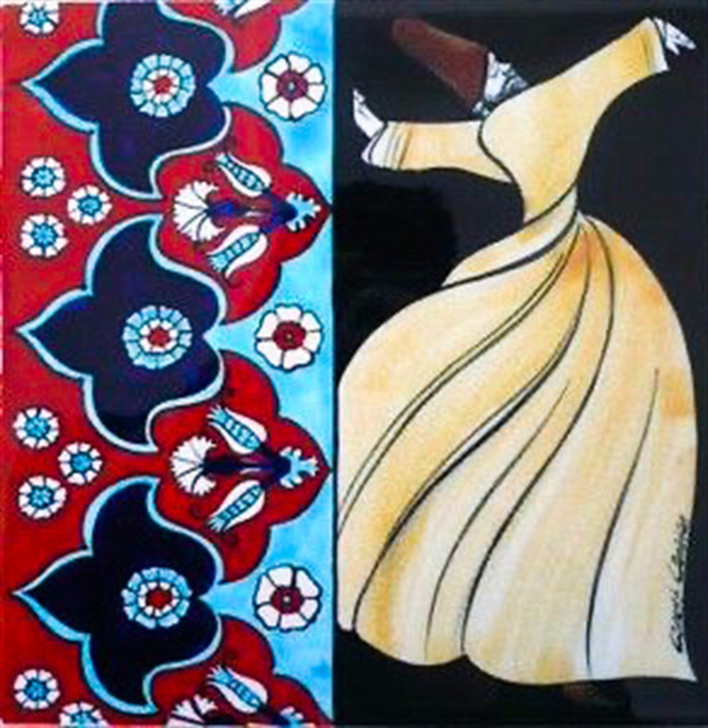 DESENMarcel Sanat Elmas Mozaik Tablo & Diamond Painting TurkeyM20173251Çini Mevlana Desen Elmas Mozaik Tablo 53x55 cm