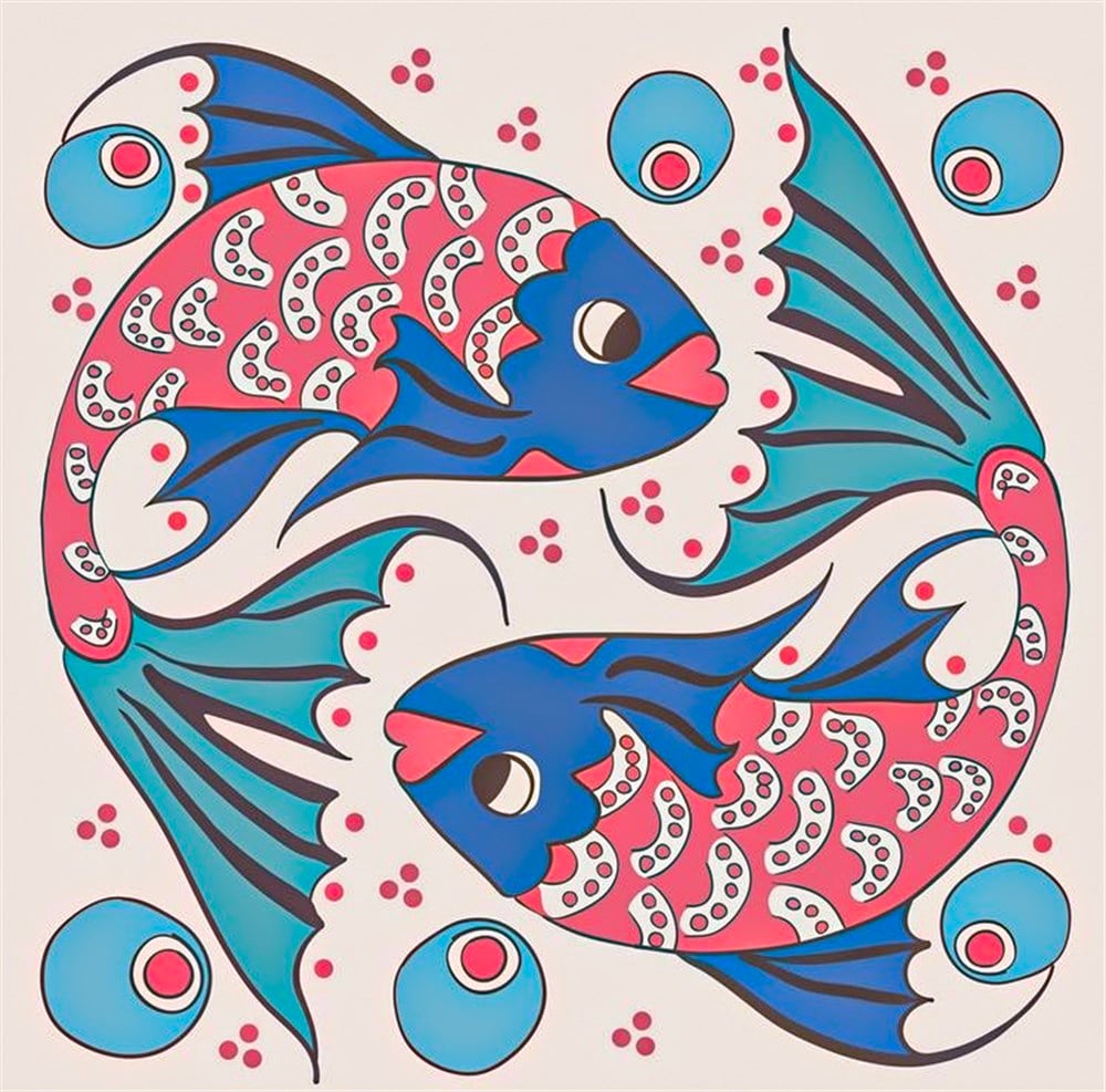DESENMarcel Sanat Elmas Mozaik Tablo & Diamond Painting TurkeyM20173240Çini Balık Desen Elmas Mozaik Tablo 51x51 cm