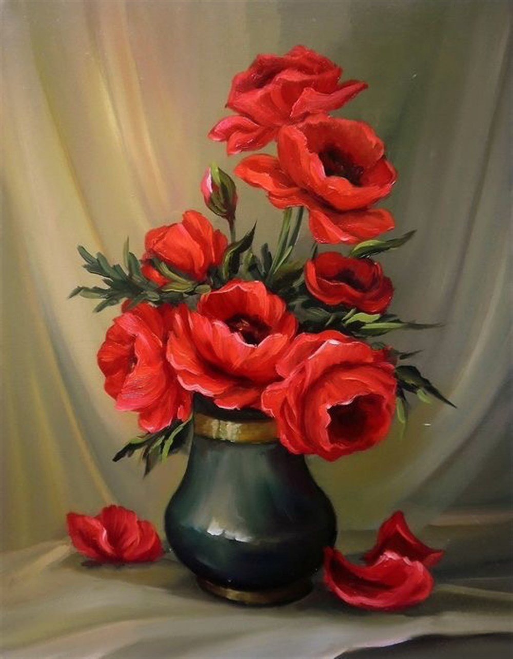 Japon Gülü Elmas Mozaik Tablo 43x53cm
