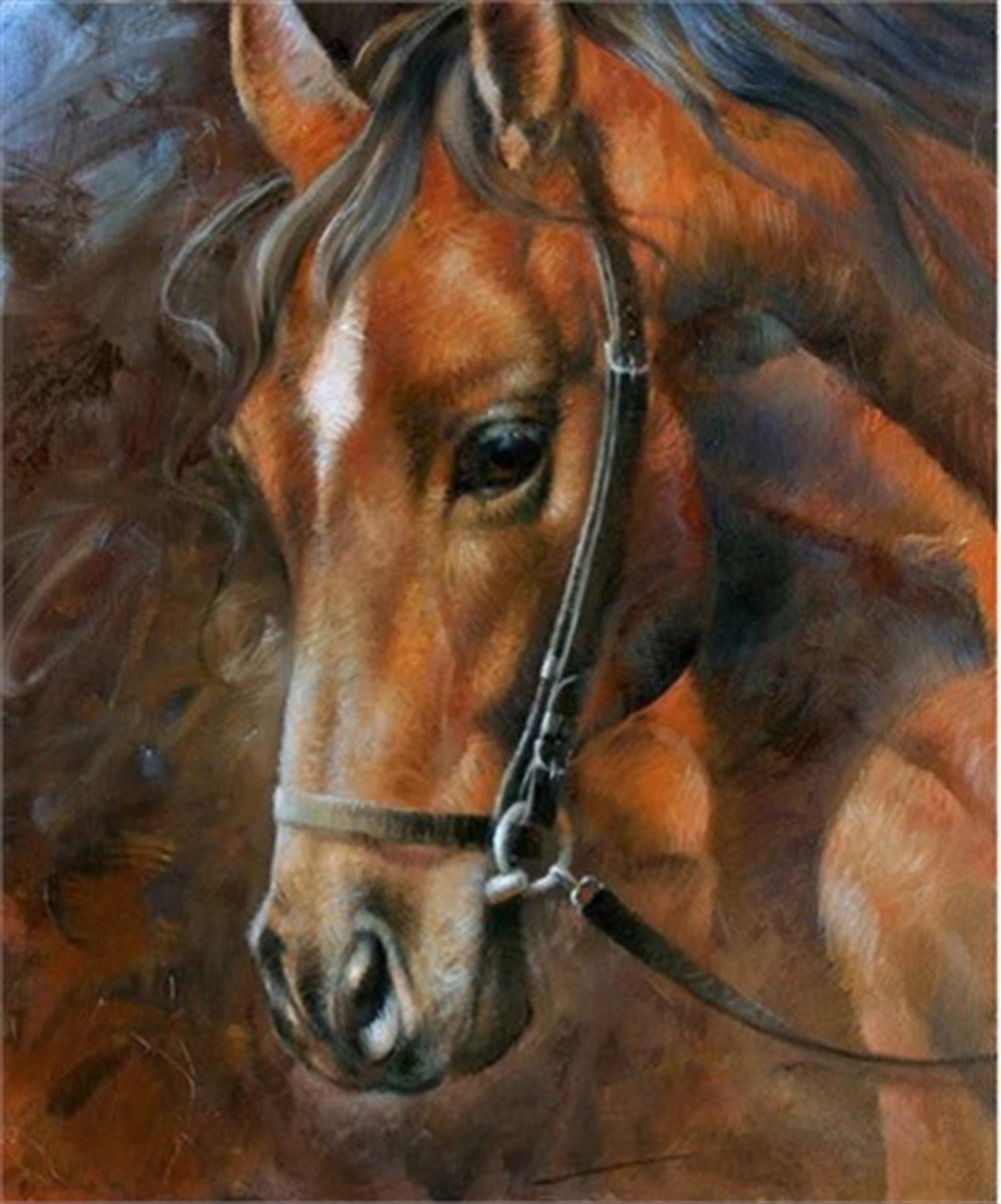 Kahverengi At Tablosu Elmas Mozaik Taş İşleme Seti