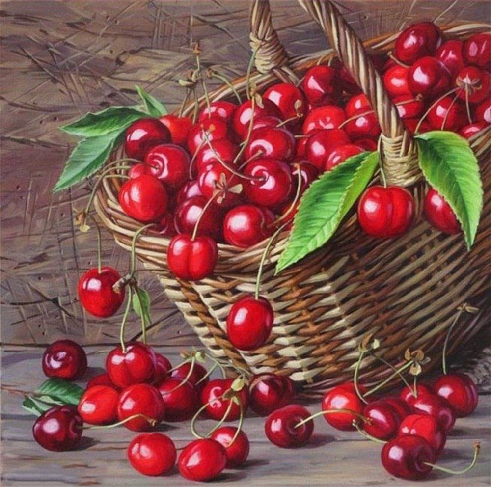 Kiraz Sepeti Elmas Mozaik Tablo 40x40cm