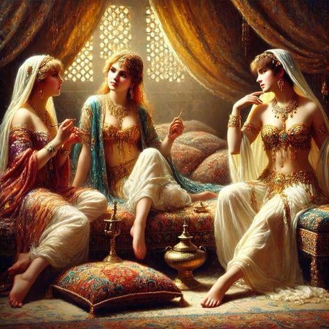 KLASİKMarcel Sanat Elmas Mozaik Tablo & Diamond Painting TurkeyM20177011Saraylı Kızlar 60x60cm-Marcel Sanat Elmas Mozaik Tablo