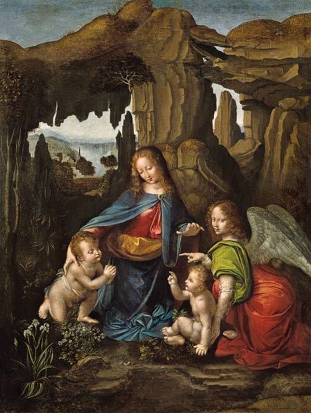 Leonardo Da Vinci Kayalıklar Bakiresi (1483-1486) Elmas Mozaik Tablo 46x61cm