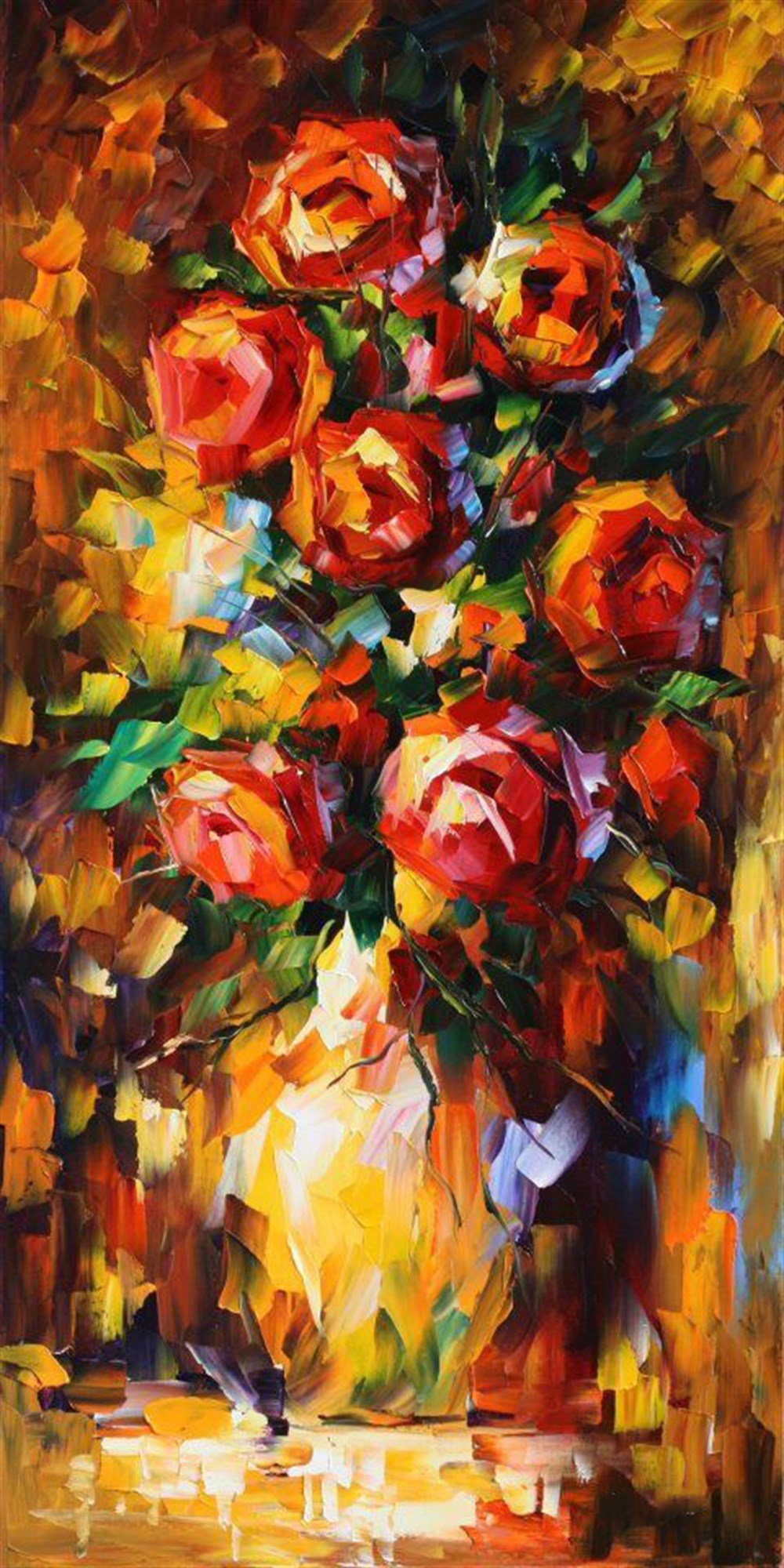 Leonid Afremov Tarzı Çiçek Elmas Mozaik Tablo 28x56cm