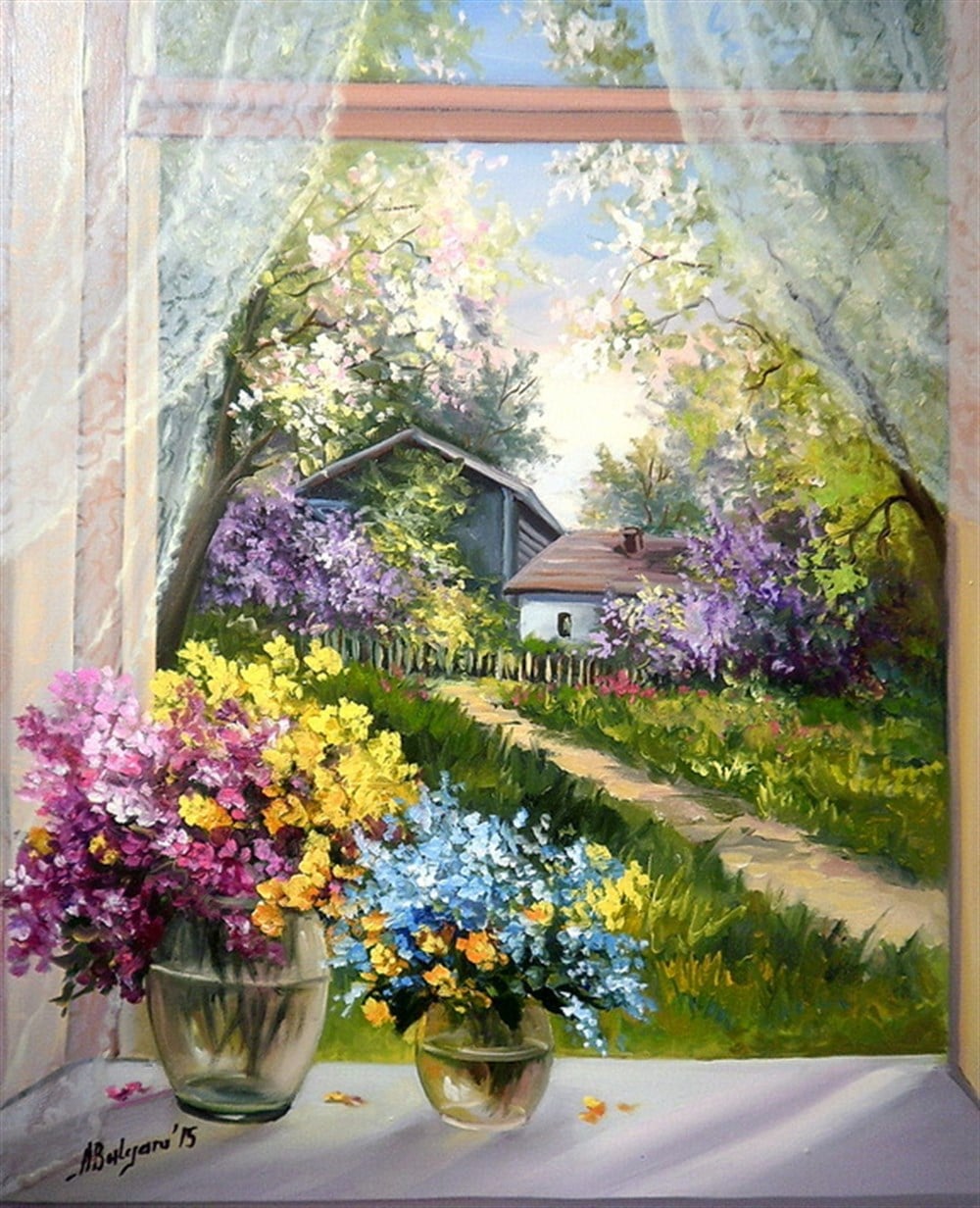 MANZARAMarcel Sanat Elmas Mozaik Tablo & Diamond Painting TurkeyM20173344Çiçekli Evler Marcel Sanat Elmas Mozaik Tablo 48x58 cm