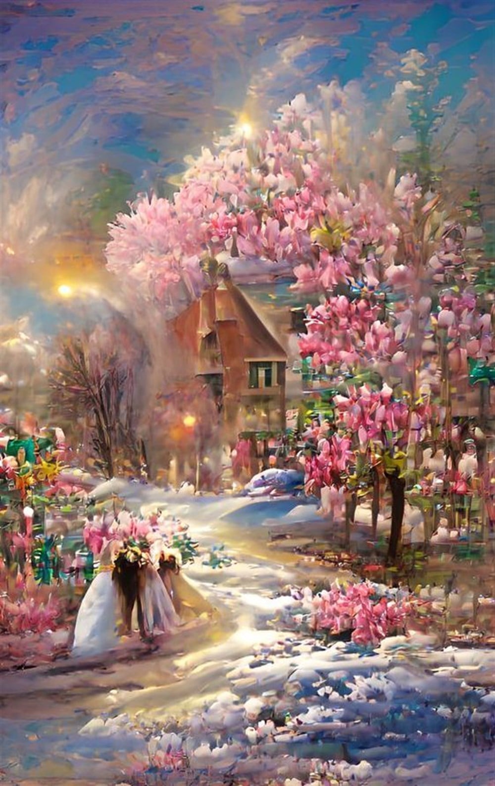 MANZARAMarcel Sanat Elmas Mozaik Tablo & Diamond Painting TurkeyM20176718Pembe Çiçekli Manzara Marcel Sanat Elmas Mozaik Tablo 38x51cm