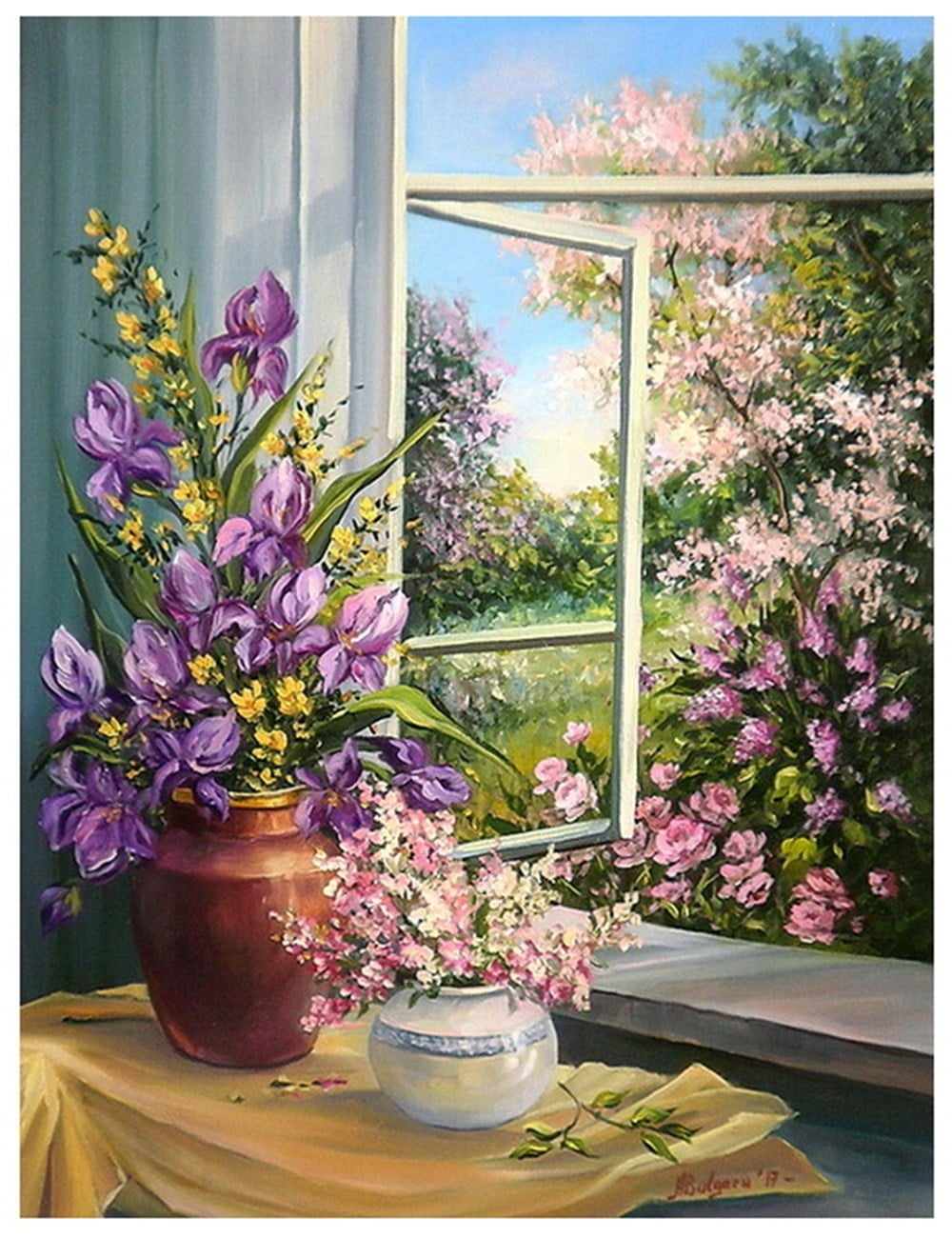 MANZARAMarcel Sanat Elmas Mozaik Tablo & Diamond Painting TurkeyM20173345Mor Çiçek Ve Bahçe Marcel Sanat Elmas Mozaik Tablo 46x58 cm