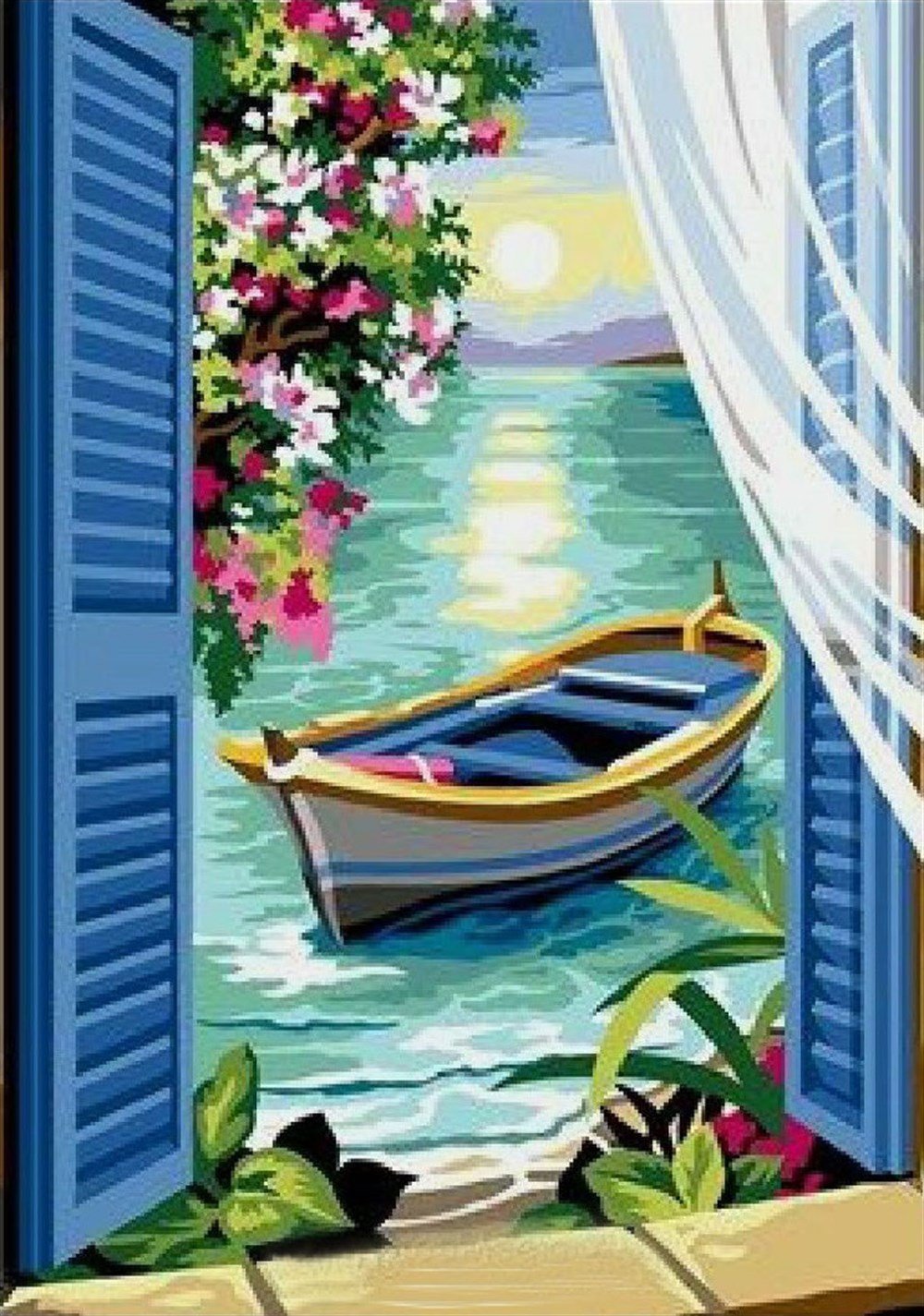MANZARAMarcel Sanat Elmas Mozaik Tablo & Diamond Painting TurkeyM20173231Deniz Kıyısında Pencere Elmas Mozaik Tablo