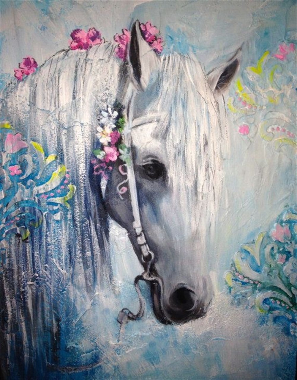 Marcel At Resmi Elmas Mozaik Tablo 48x61cm