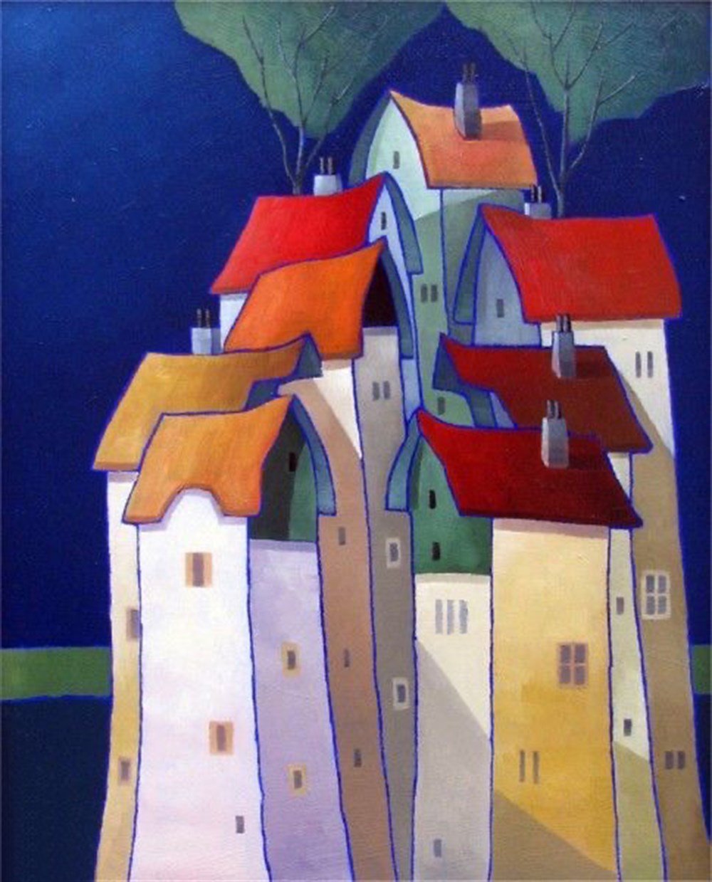 Marcel Sanat Elmas Mozaik Puzzle Tablo Renkli Evler 40x50 cm