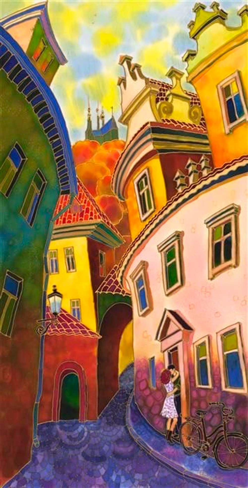 Marcel Sanat Elmas Mozaik Puzzle Tablo Renkli Evler 33x66 cm