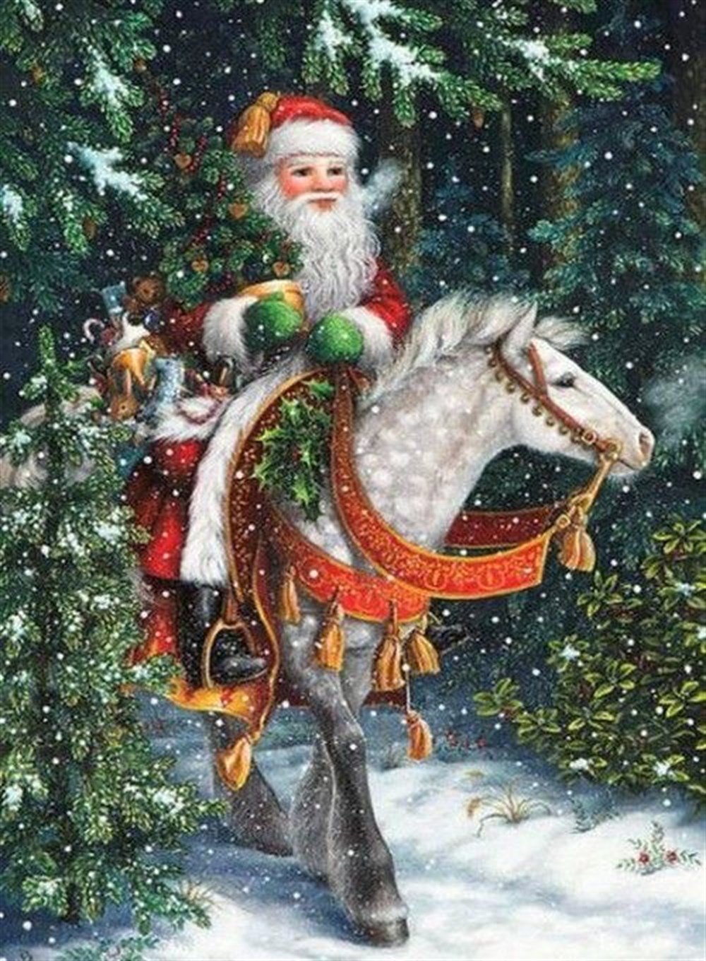 Marcel Sanat Elmas Mozaik Puzzle Tablo Noel Heyecanı 46x64 cm