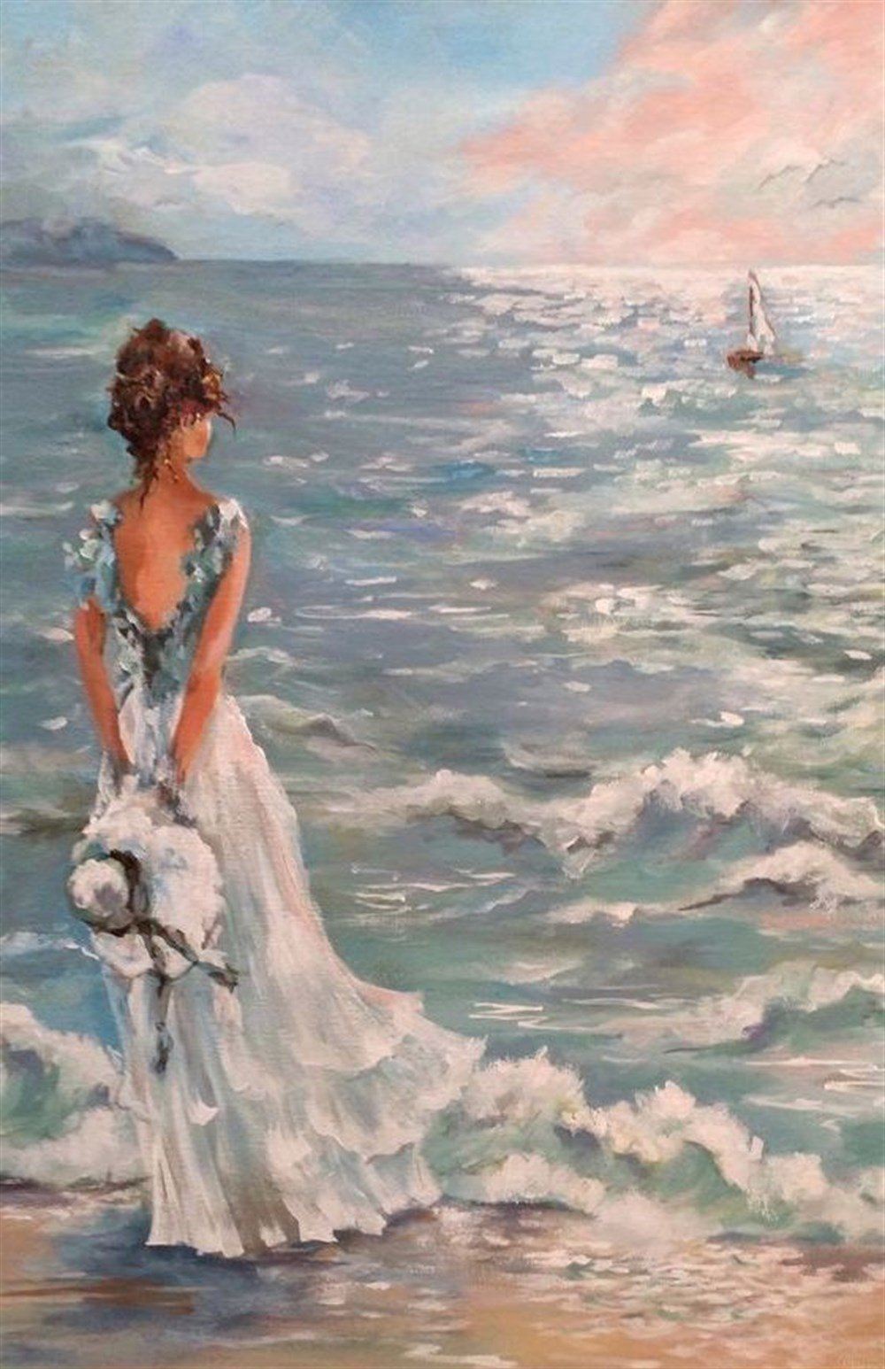 MODERNMarcel Sanat Elmas Mozaik Tablo & Diamond Painting TurkeyM20176105Dalgalı Deniz Ve Kadın Marcel Sanat Elmas Mozaik Tablo 48X74cm