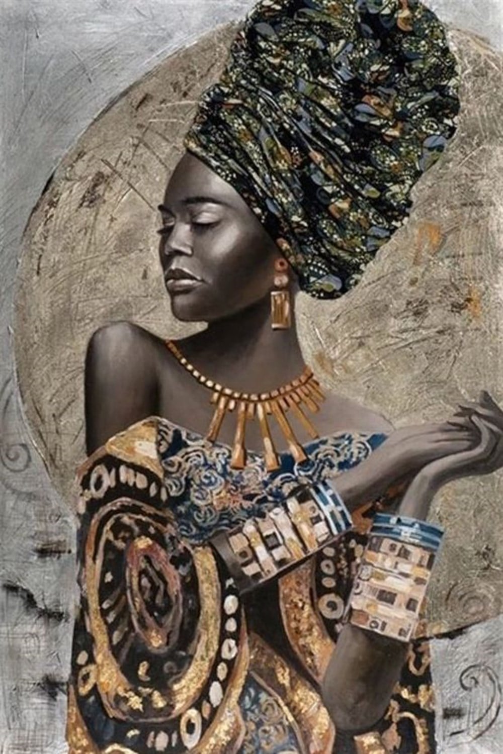 MODERNMarcel Sanat Elmas Mozaik Tablo & Diamond Painting TurkeyM20176441Afrikalı Kadın Marcel Sanat Elmas Mozaik Tablo 41x64cm