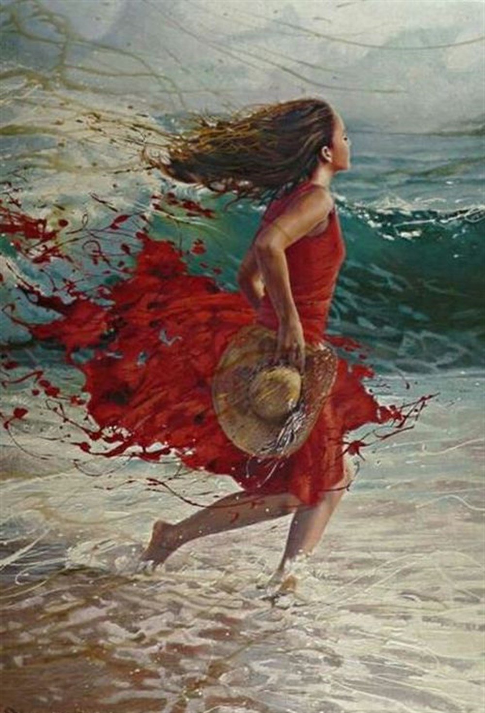 MODERNMarcel Sanat Elmas Mozaik Tablo & Diamond Painting TurkeyM20176241Dalgalara Koşan Kız Marcel Sanat Elmas Mozaik Tablo 41X58cm