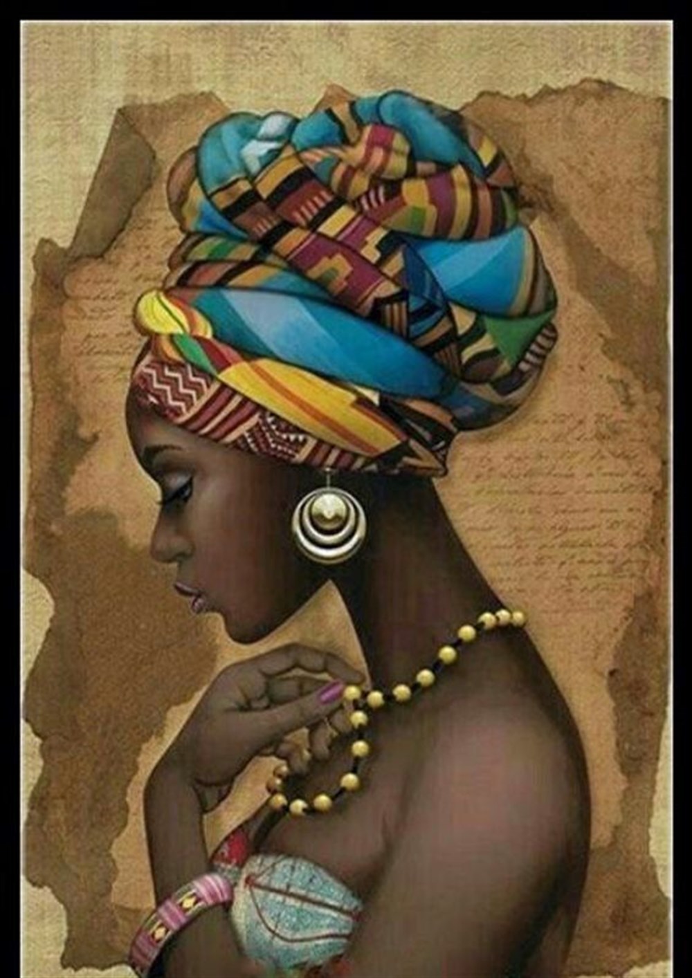 MODERNMarcel Sanat Elmas Mozaik Tablo & Diamond Painting TurkeyM20173650Boncuk Kolyeli Afrikalı Kız Marcel Sanat Elmas Mozaik Tablo 51x74cm