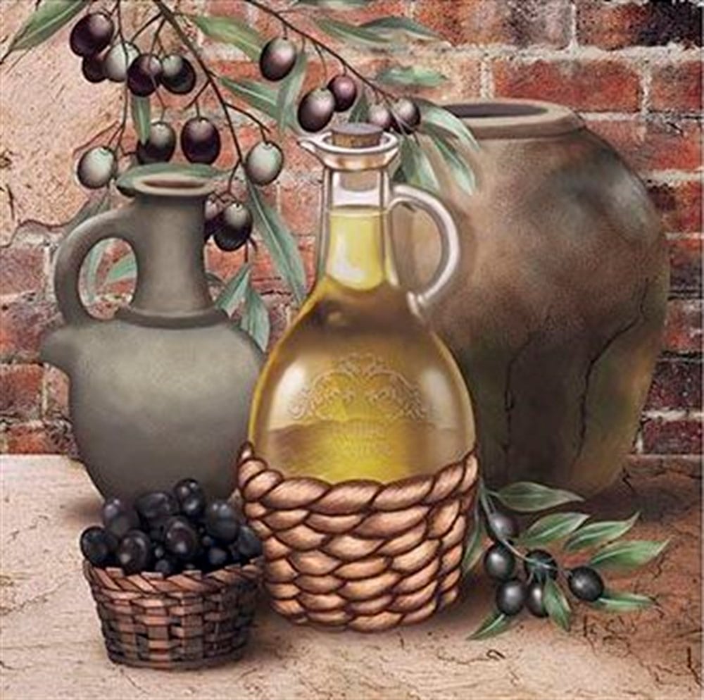 MUTFAKMarcel Sanat Elmas Mozaik Tablo & Diamond Painting TurkeyM20176277Zeytin Ve Zeytinyağı Marcel Sanat Elmas Mozaik Tablo 51x51cm