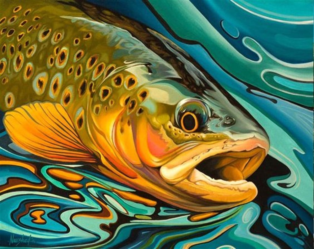 Suyun İçindeki Japon Balığı Tablosu 66x51cm