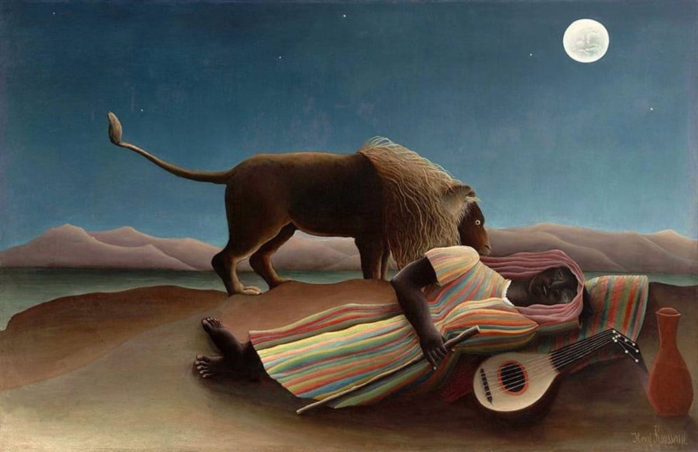The Sleeping Gypsy- Henri Rousseau (1844-1910) Elmas Mozaik Tablo 84x56cm