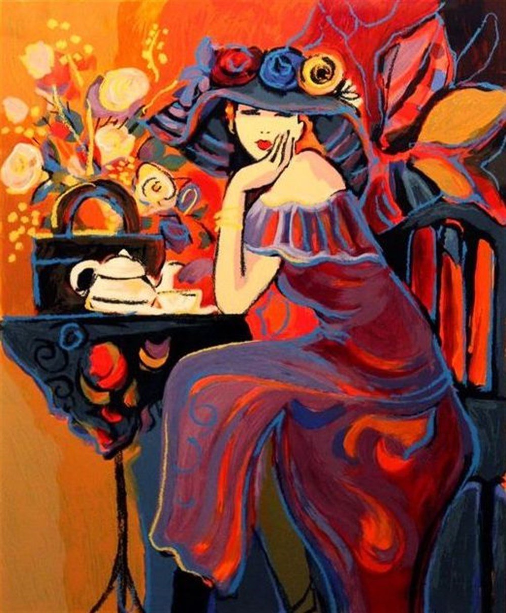 VİNTAGEMarcel Sanat Elmas Mozaik Tablo & Diamond Painting TurkeyM20176408Kahve İçen Kadın Marcel Sanat Elmas Mozaik Tablo 46X56cm