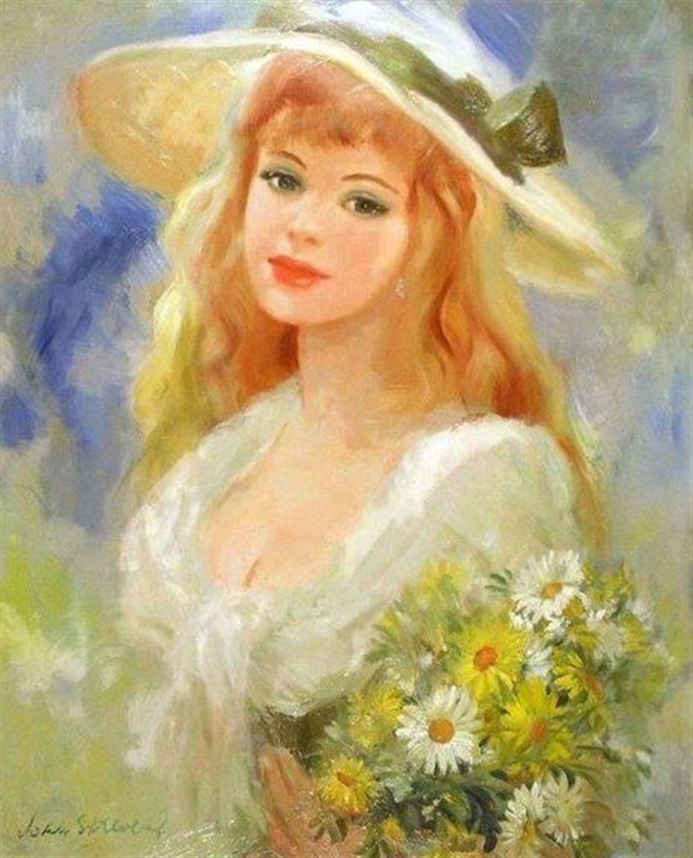 VİNTAGEMarcel Sanat Elmas Mozaik Tablo & Diamond Painting TurkeyM20176466Papatyalar Ve Kadın Marcel Sanat Elmas Mozaik Tablo 41x51cm