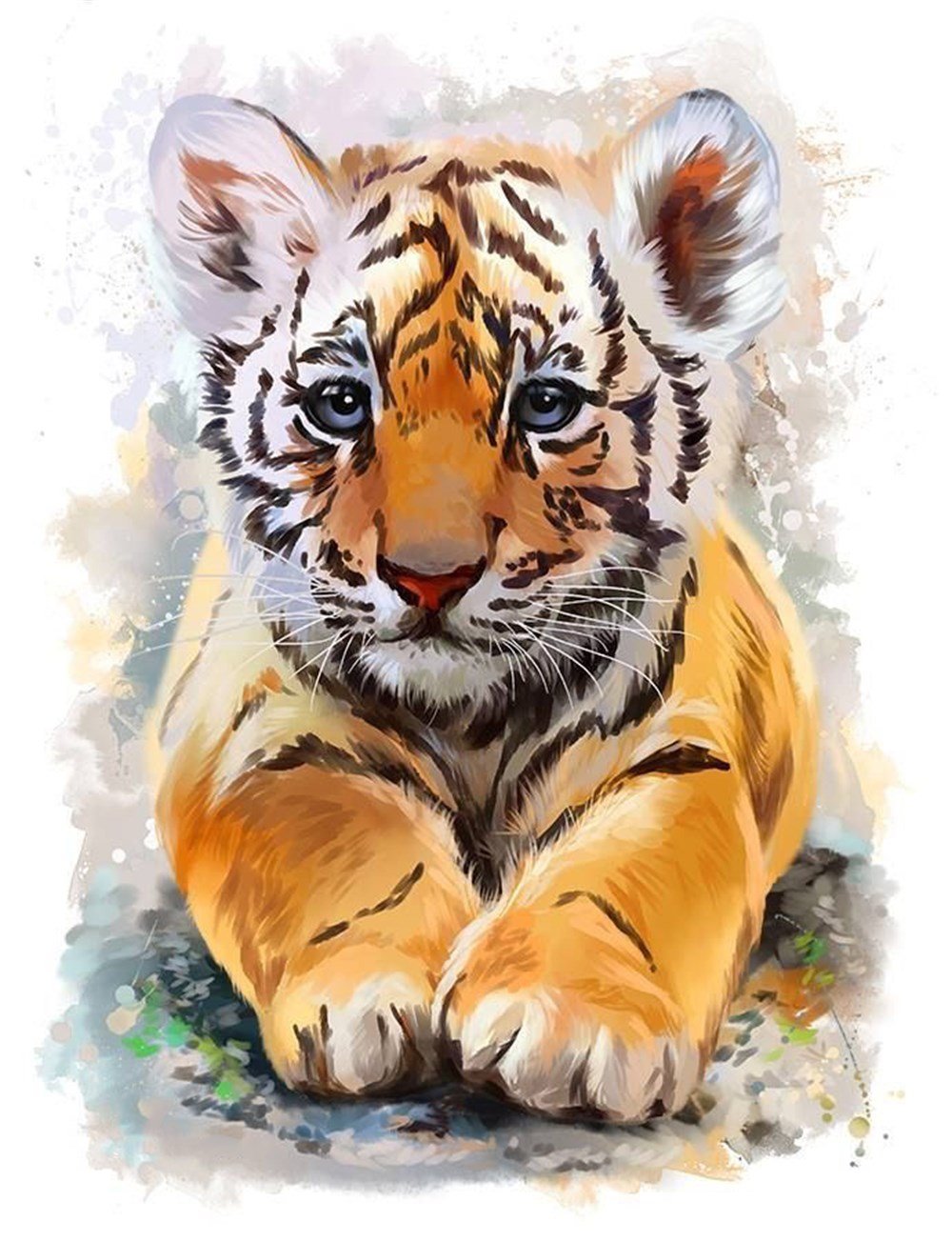Yavru Kaplan Elmas Mozaik Tablo 41x53cm