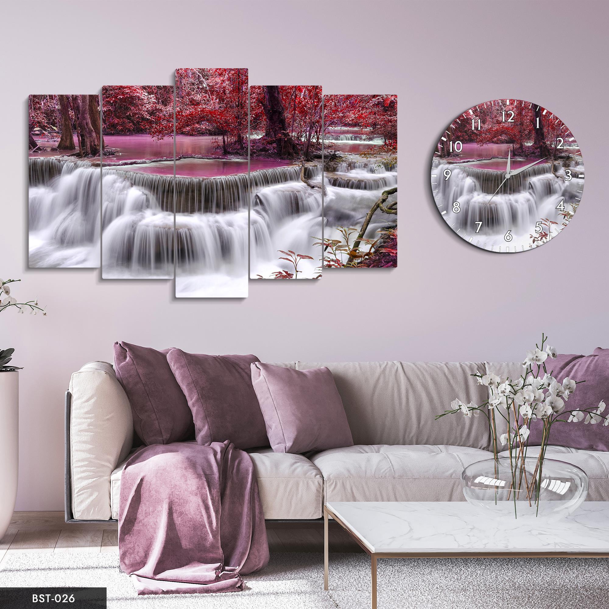 Doğanın Güzelliği MDF Tablo Saatli Set